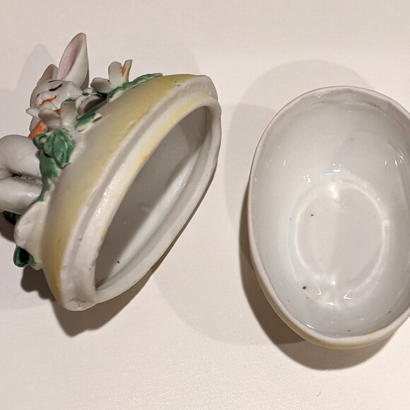 Lefton Ceramic Bunny in Flowers Trinket Box - Picture 6 of 7